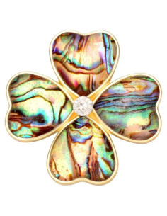 Broche de joyería dorado con clip magnético de flor de concha