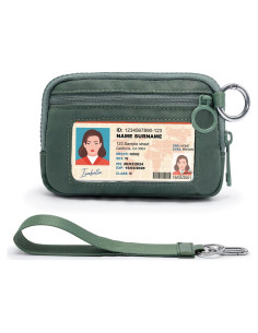 Cartera Mini YDF para Mujeres con Cierre y Ventana ID Verde