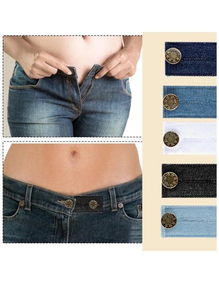 5 PCS Extensores de Cintura Ajustables Larrel para Jeans