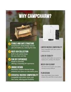 Soporte de Incienso CampCharm HAMILO - Acero Inoxidable y Nogal 2