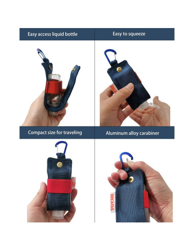 Porta Gel Antibacterial SUCHI 60ml Reutilizable con Clip