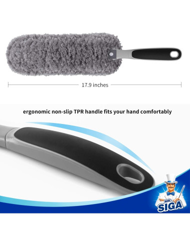 Plumero de Microfibra MR.SIGA Lavable Gris 45.7x10.9 cm