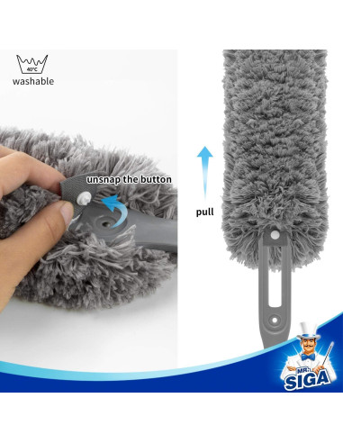 Plumero de Microfibra MR.SIGA Lavable Gris 45.7x10.9 cm