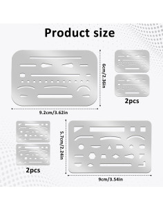Conjunto de Plantillas de Dibujo Alrhso - Acero Inoxidable 4 Pcs 2