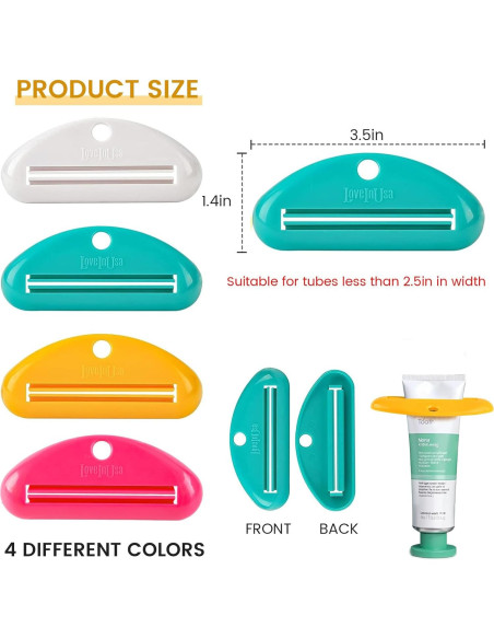Exprimidor de Pasta de Dientes LOVEINUSA - 4 Colores, 8.9x3.6cm