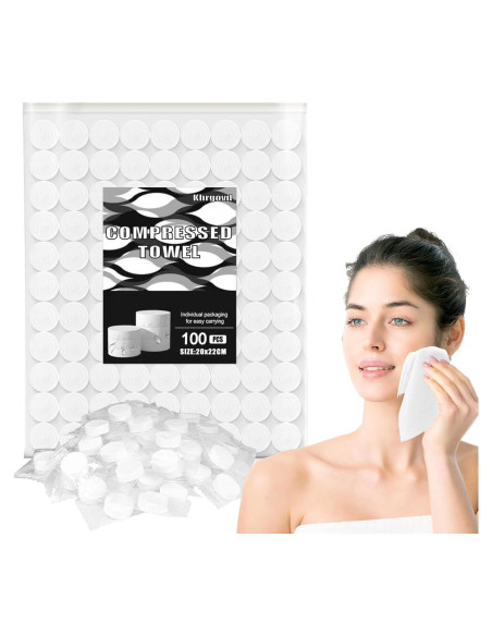 100 Toallas Comprimidas Desechables Khrgovd - Portátiles 20x22 cm