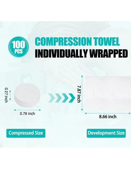 100 Toallas Comprimidas Desechables Khrgovd - Portátiles 20x22 cm