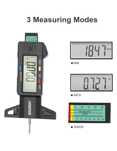 Medidor Digital de Profundidad de Banda de Rodadura GODESON 25.4mm