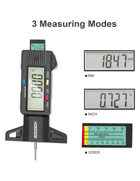 Medidor Digital de Profundidad de Banda de Rodadura GODESON 25.4mm