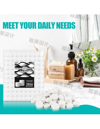 100 Toallas Comprimidas Desechables Khrgovd - Portátiles 20x22 cm