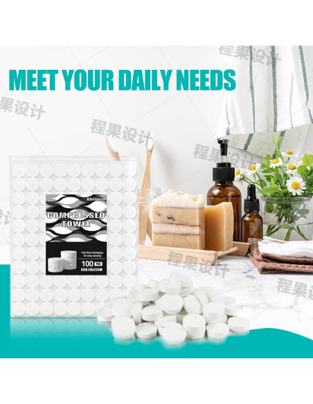 100 Toallas Comprimidas Desechables Khrgovd - Portátiles 20x22 cm