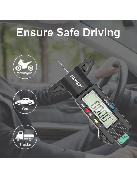 Medidor Digital de Profundidad de Banda de Rodadura GODESON 25.4mm