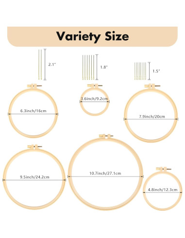 Caydo Juego de Aros de Bordado 6 Piezas 9.2 a 27.1 cm