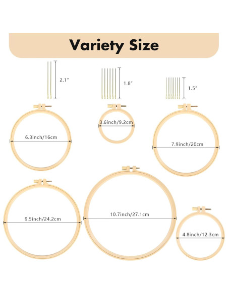 Caydo Juego de Aros de Bordado 6 Piezas 9.2 a 27.1 cm