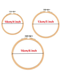Set de 3 Aros de Bordado Cldamecy de Bambú 10/13/16 cm 2