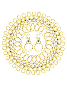 Kit de 100 Anillos y Ganchos de Llavero Paxcoo Dorados