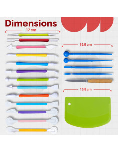 Juego de Herramientas de Arcilla WuMakes 19 Piezas Livianas 2