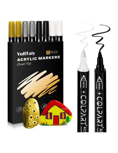 Marcadores de Pintura Acrílica YullTaiy Doble Punta 8 Colores