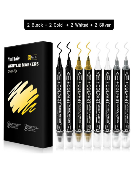 Marcadores de Pintura Acrílica YullTaiy Doble Punta 8 Colores