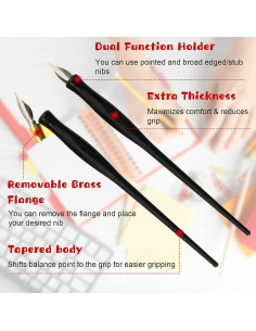 Conjunto de Plumas de Caligrafía Oblicua Zonon 2-en-1 con 8 Puntas 2