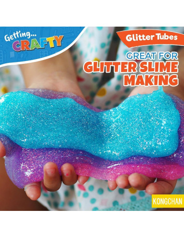 Set de 10 tarros de purpurina fina Kongchan 5g colores vivos