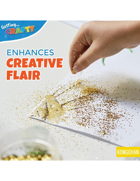 Set de 10 tarros de purpurina fina Kongchan 5g colores vivos