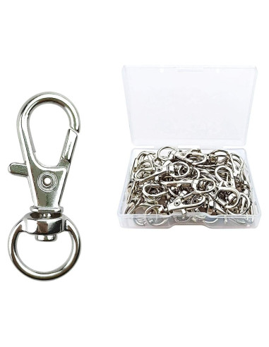 30 Ganchos Giratorios de Metal TTSAM para Llavero Plata 33mm