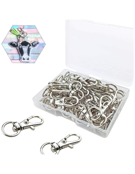 30 Ganchos Giratorios de Metal TTSAM para Llavero Plata 33mm