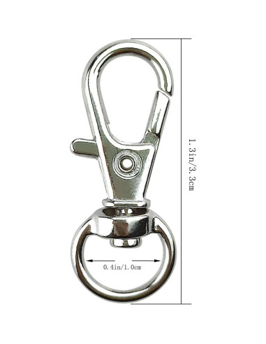 30 Ganchos Giratorios de Metal TTSAM para Llavero Plata 33mm
