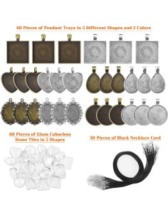 Set de 90 Bandejas de Colgante Anezus con Cabujones de Vidrio 2