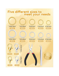 Kit de Anillas de Salto FIVEIZERO 2400PCS Oro Plata Joyas 2