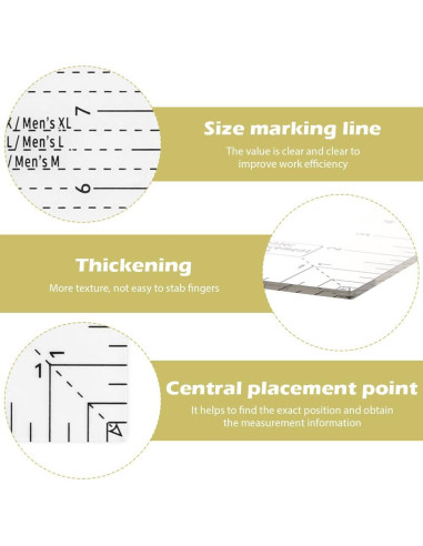 Regla de Alineación para Camisetas Ranjaner - Acrílico Transparente