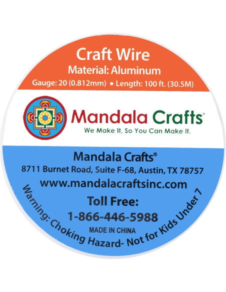 Alambre de Aluminio Anodizado Mandala Crafts 20 Gauge 30.48 m Alambre de Aluminio Anodizado Mandala Crafts 20 Gauge 30.48 m