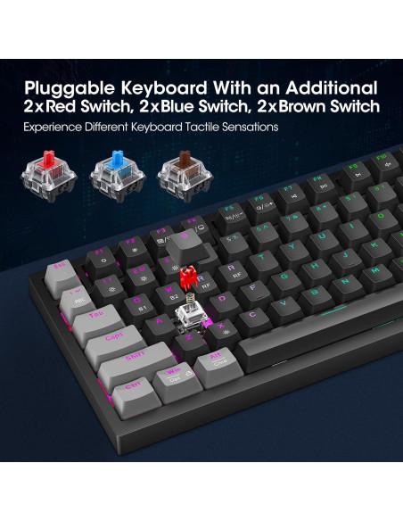 Teclado Gaming Inalámbrico KOORUI MK082 82 Teclas RGB