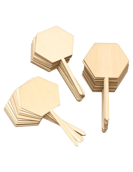 Etiquetas de Madera Hexagonales Honbay 50PCS para Jardín