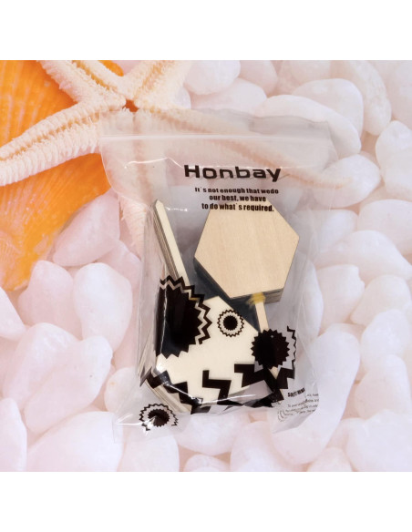 Etiquetas de Madera Hexagonales Honbay 50PCS para Jardín