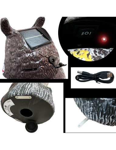 Decoy de Búho Solar GiftExpress 43 cm con Sensor de Movimiento