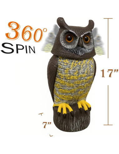 Decoy de Búho Solar GiftExpress 43 cm con Sensor de Movimiento