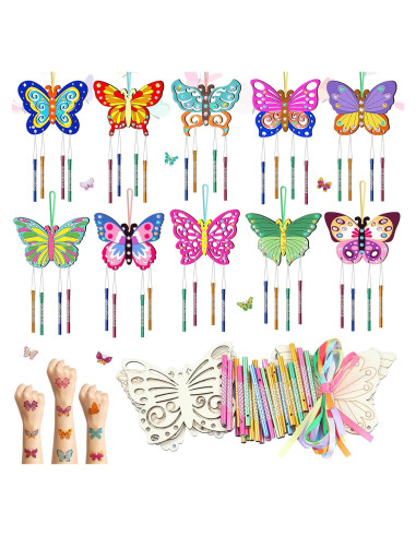 Kit de Campana de Viento DIY TREACLUB - 10 Mariposas de Madera