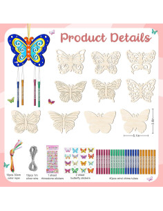 Kit de Campana de Viento DIY TREACLUB - 10 Mariposas de Madera 2