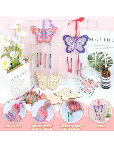 Kit de Campana de Viento DIY TREACLUB - 10 Mariposas de Madera