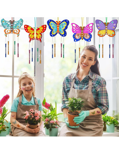 Kit de Campana de Viento DIY TREACLUB - 10 Mariposas de Madera