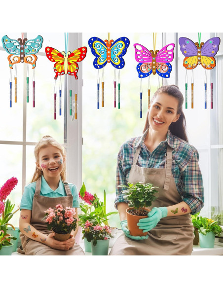 Kit de Campana de Viento DIY TREACLUB - 10 Mariposas de Madera