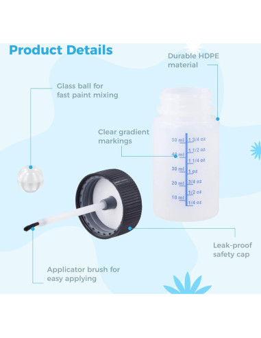 60 Botellas de Retoque de Pintura Lnrueg 2oz con Pincel