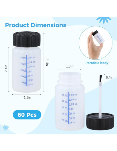 60 Botellas de Retoque de Pintura Lnrueg 2oz con Pincel