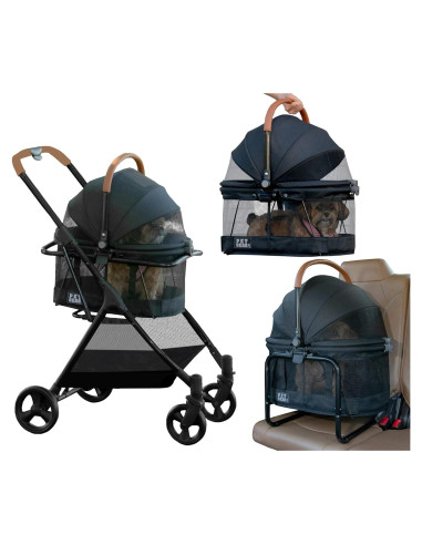 Cochecito 3 en 1 Pet Gear VIEW 360 para mascotas - Ónix
