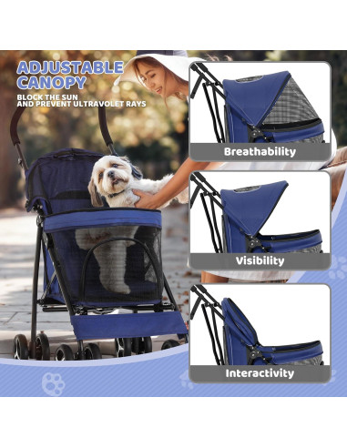 Carrito para Mascotas Magshion Azul Marino Plegable 10 kg
