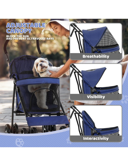 Carrito para Mascotas Magshion Azul Marino Plegable 10 kg
