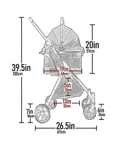 Cochecito 3 en 1 Pet Gear VIEW 360 para mascotas - Ónix