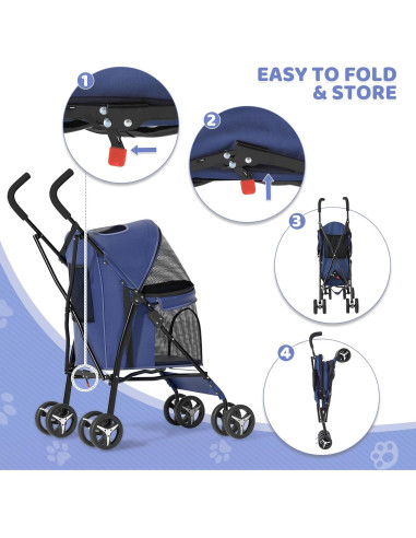 Carrito para Mascotas Magshion Azul Marino Plegable 10 kg